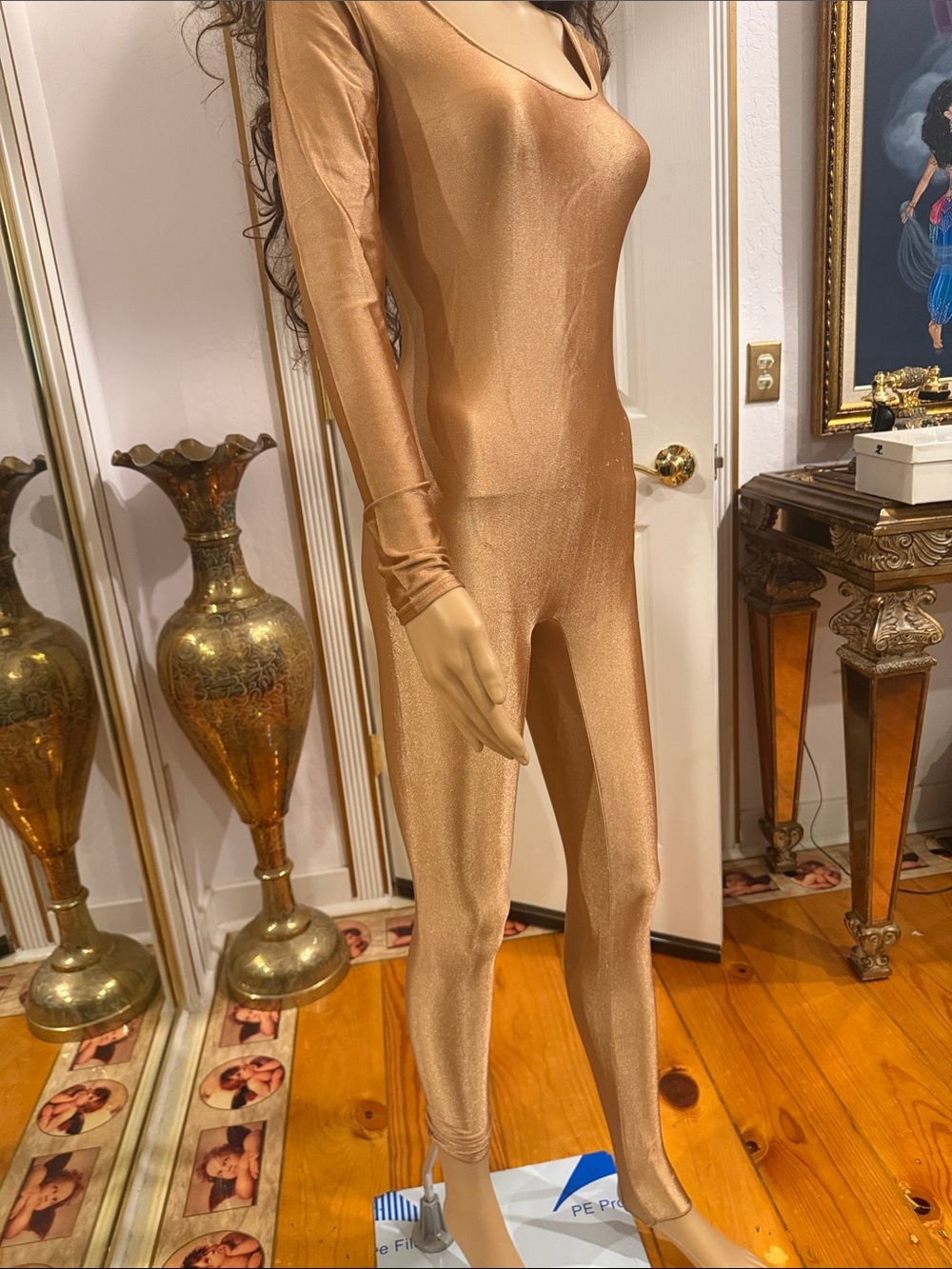Vintage Danskin/Capezio Metallic Gold Long Sleeve Unitard